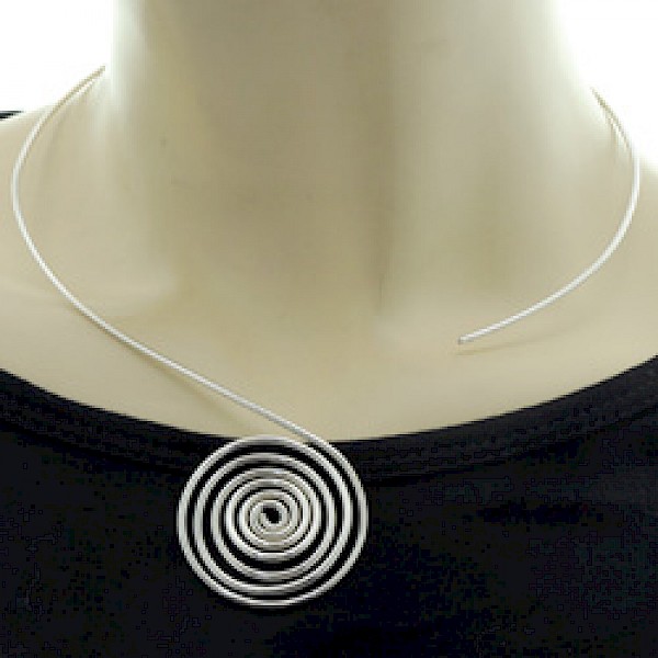 Round Spiral Silver Collar