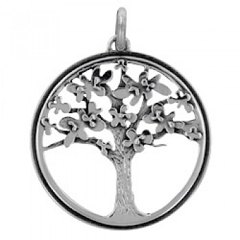 Round Tree Silver Pendant