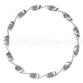 Round Twisted Silver Bangle - 5mm Solid