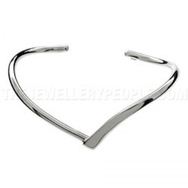 Round V Silver Bangle - 5mm Solid