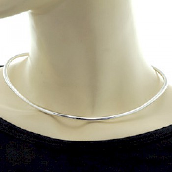 Round Wire Silver Collar - 3mm Solid