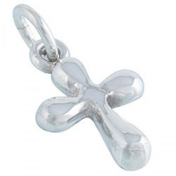 Rounded Cross Silver Charm-Small