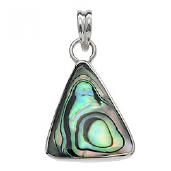 Rounded Silver Triangle Abalone Shell Pendant
