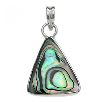 Rounded Silver Triangle Abalone Shell Pendant - SL165
