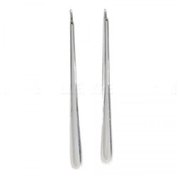 Rounded Tabs Solid Silver Earrings - 60mm Long