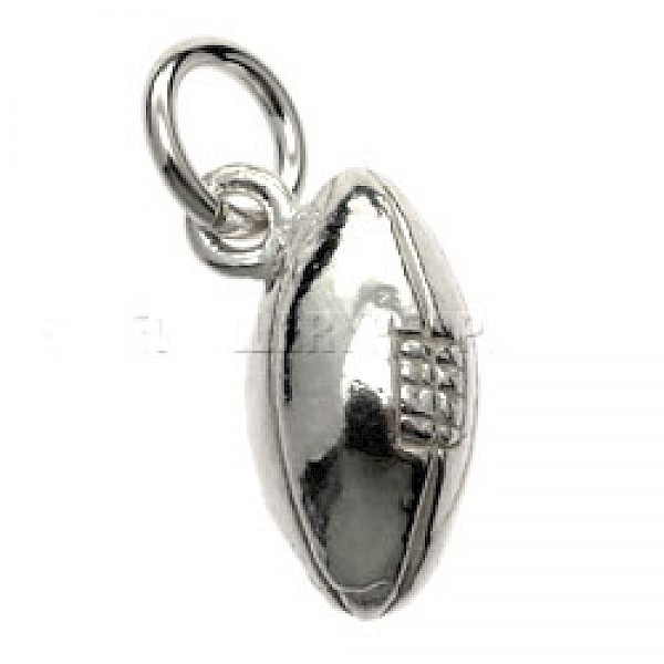 Rugby Ball Silver Charm-Solid - R2195