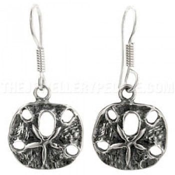 Sand Dollar Oxidised Silver Earrings