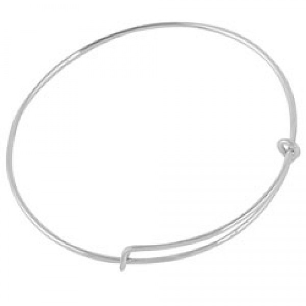 Single Wire adjustable Silver Bangle - Adults