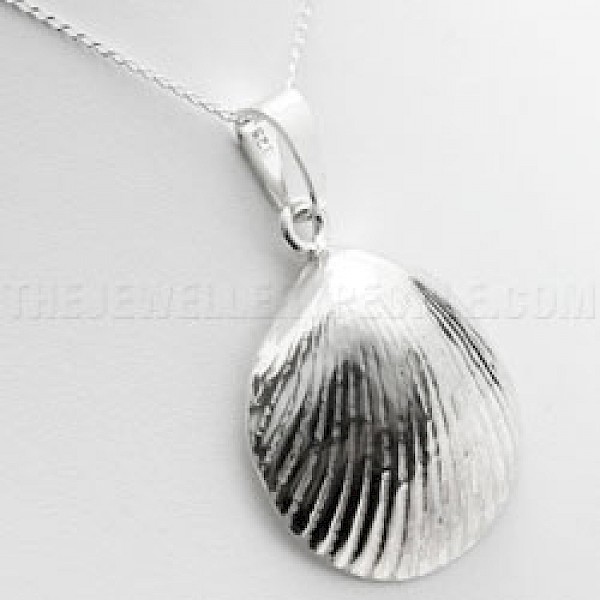 Scallop Shell Silver Pendant - 55mm Long - OC007