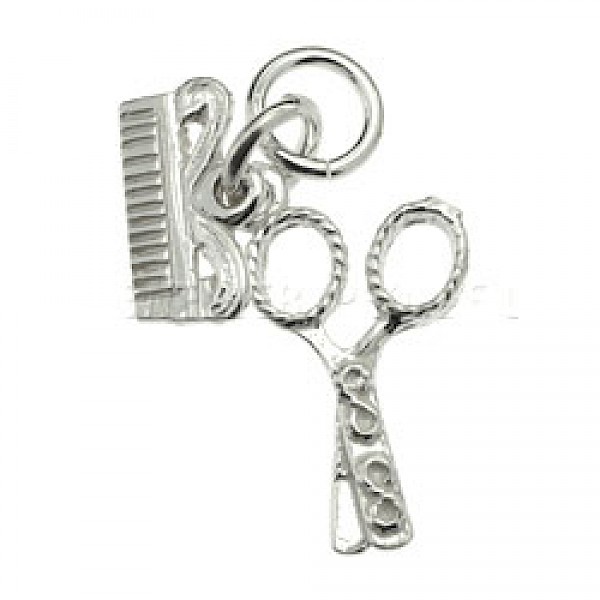 Scissors & Comb Silver Charm - 2465