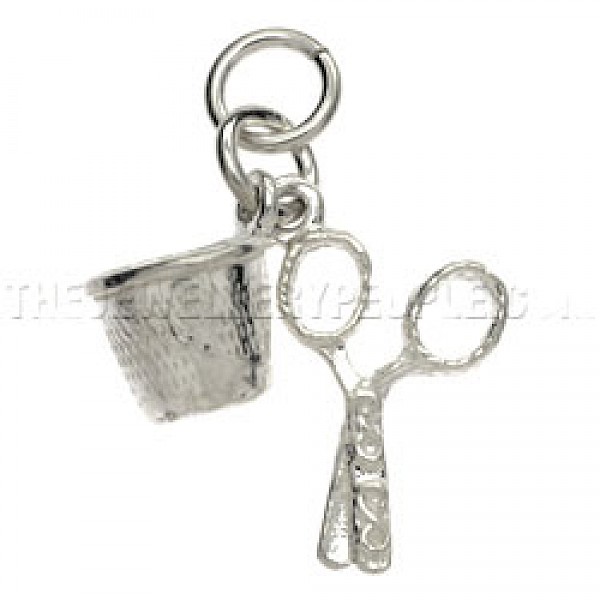 Scissors & Thimble Silver Charm - 4990