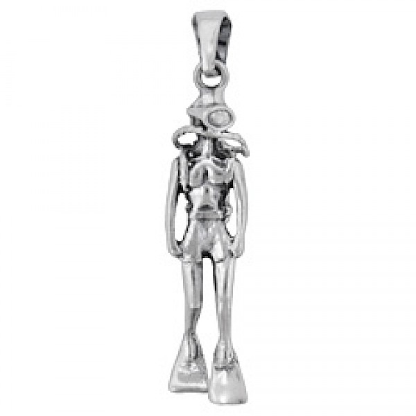Scuba Diver Silver Pendant - PT665