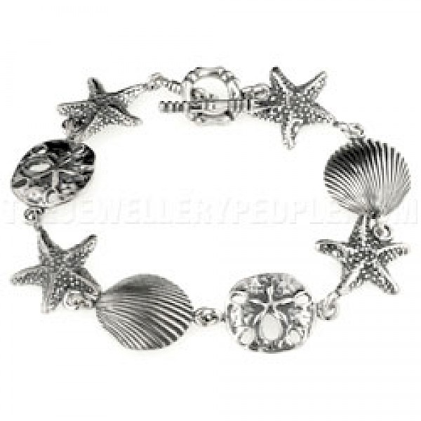 Sea Shells & Stars Silver Bracelet