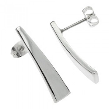 Short Tab Silver Earrings - 25mm Long