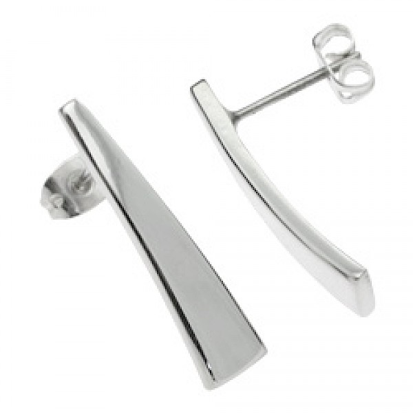 Short Tab Silver Earrings - 25mm Long