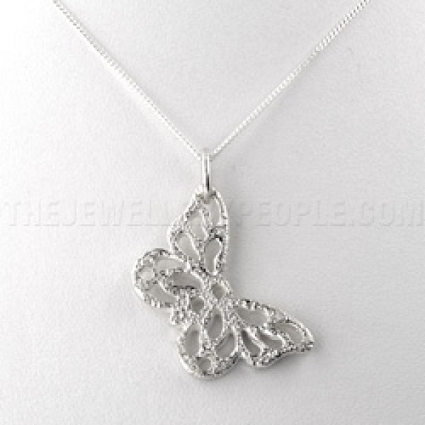 Side Butterfly Silver Pendant - PT466