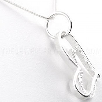 Sideways Double Heart Silver Pendant - PT168