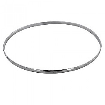 Silver Hammered Straight Edged Bangle - 2mm Solid
