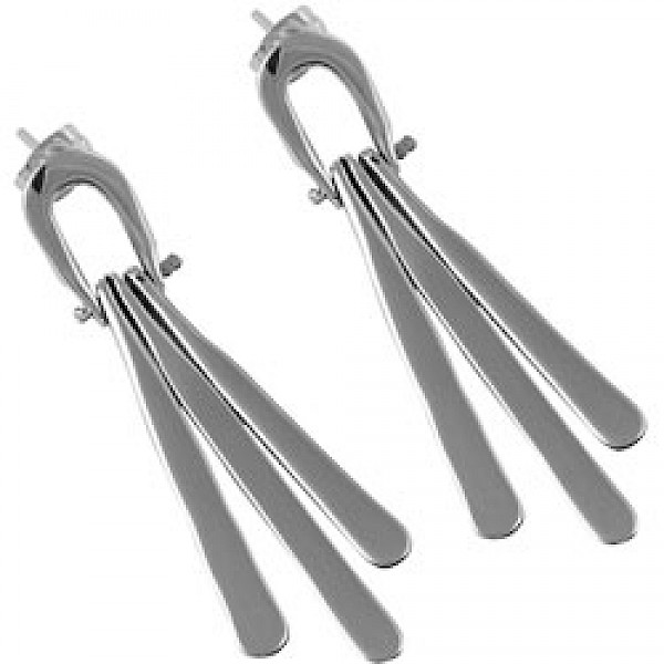 Silver 3 Bar Stud Earrings - 48mm Long