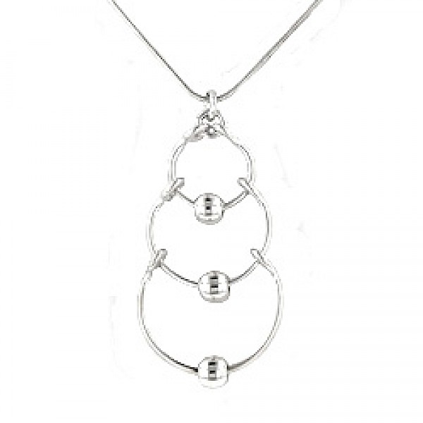 Silver 3 Tier Waterfall Drop Pendant - PT640