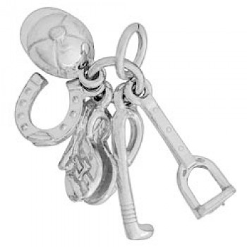 Silver 4 Piece Equestrian Charm - R3092