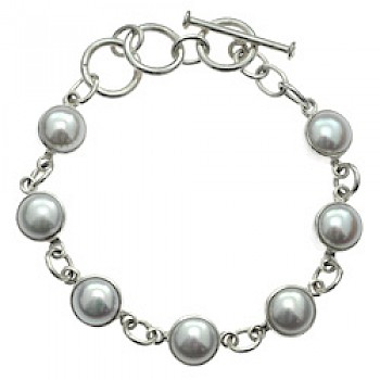 White Pearl & Silver Bracelet