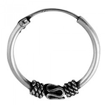 Silver Balinese Twist Hoop Earrings - 16mm
