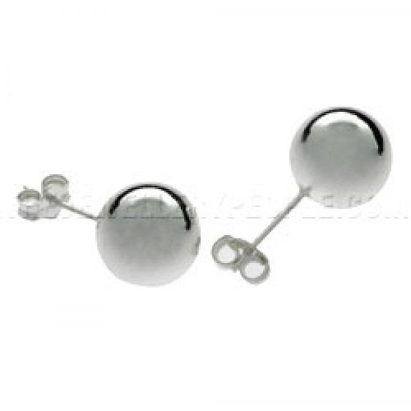 Bead Silver Stud Earrings - 10mm - 4474