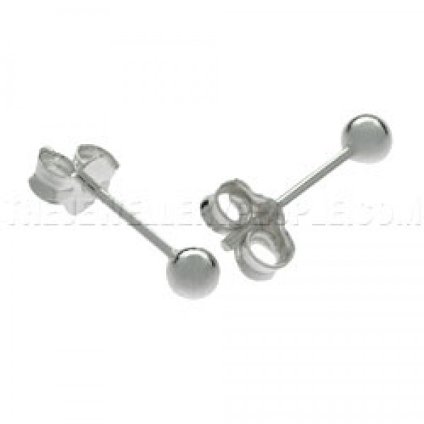 Bead Silver Stud Earrings - 3mm - 2817