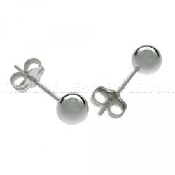 Bead Silver Stud Earrings - 5mm - 2819