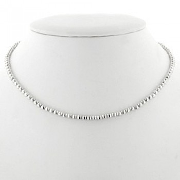 Silver Bead Necklace- 4mm wide - 18" long