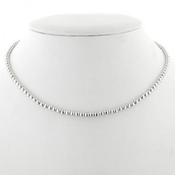 Silver Bead Necklace- 4mm wide - 18" long