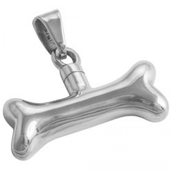 Silver Bone Shape Twist Top Pendant - 35mm - AL100