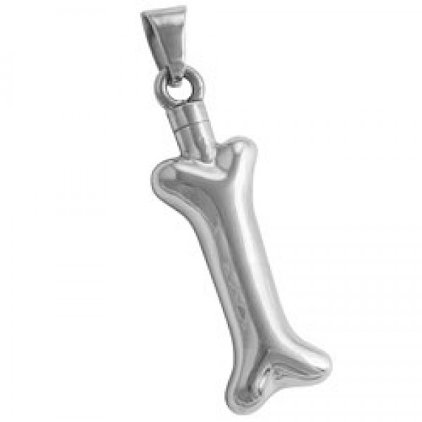 Silver Bone Shape Twist Top Pendant - 55mm - AL101