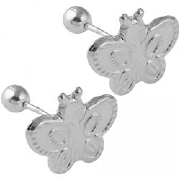 Silver Butterfly Baby Stud Earrings