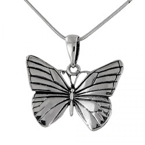 Silver Butterfly Pendant - 30mm Wide