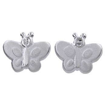 Silver Butterfly Stud Earrings - 10mm