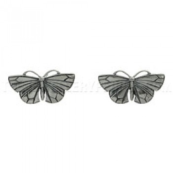 Silver Butterfly Stud Earrings - 23mm Wide - AL071