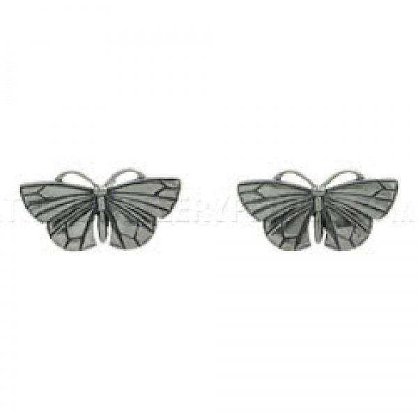 Silver Butterfly Stud Earrings - 23mm Wide - AL071