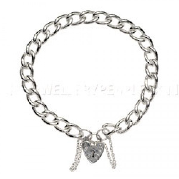 Girls Lock Silver Bracelet - Large Links - BT343