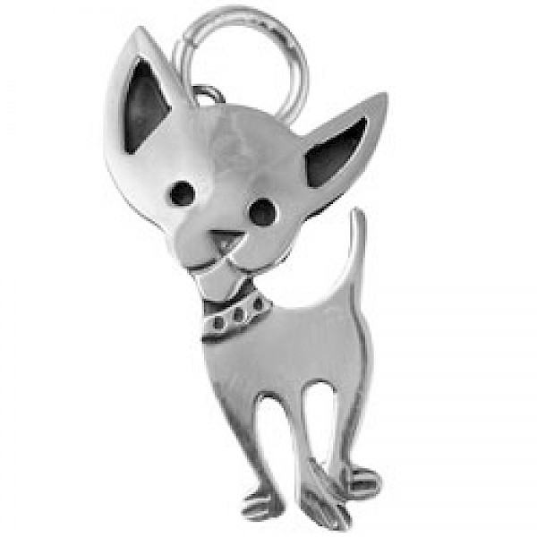 Silver Chihuahua Dog Pendant - 31mm - AL124