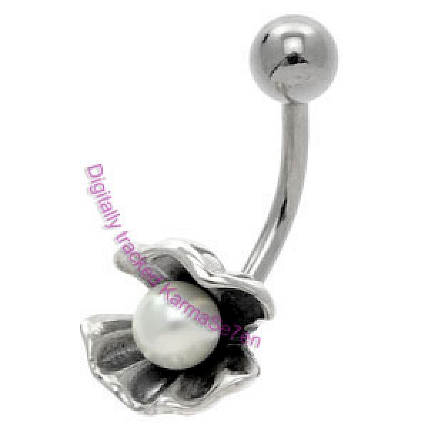 Silver Clam Belly Bar - Pearl