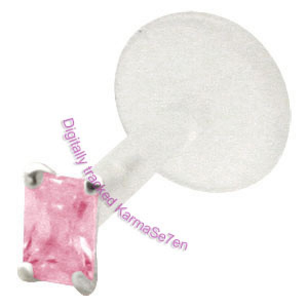 Silver Claw Baguette Jewel Lip Stud - Pink
