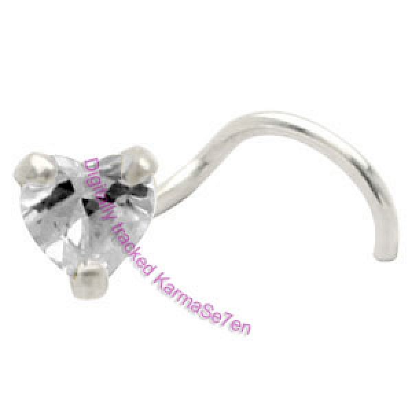 Silver Claw Heart Jewel Nose Stud