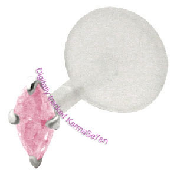 Silver Claw Oval Jewel Lip Stud - Pink