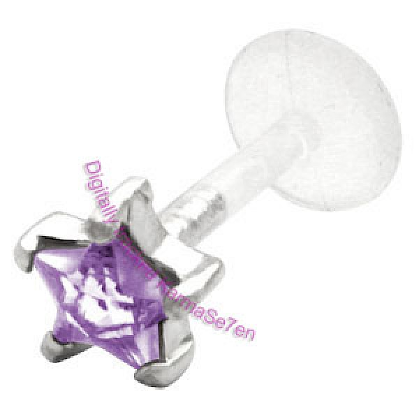 Silver Claw Star Jewel Lip Stud - Purple