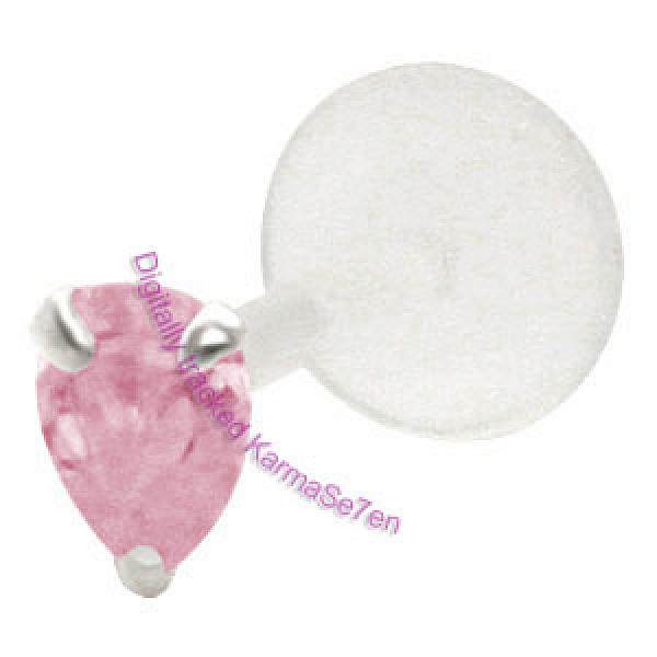 Silver Claw Tear Jewel Lip Stud - Pink