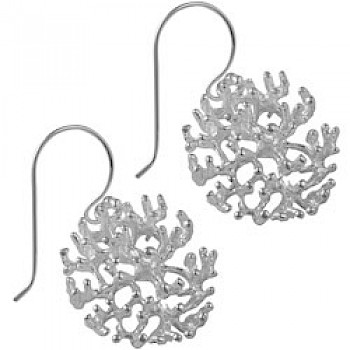 Silver Coral Drop Earrings - 30mm Long
