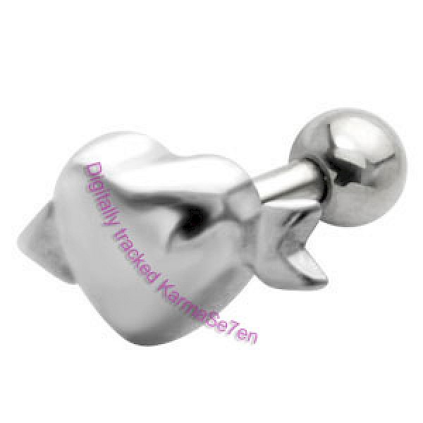 Silver Cupid Heart Upper Ear Stud