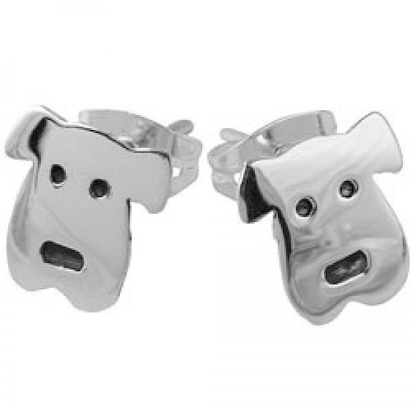 Silver Dog Stud Earrings - 9mm - AL126